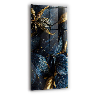 Horloge murale en verre rectangulaire Fleurs décoratives