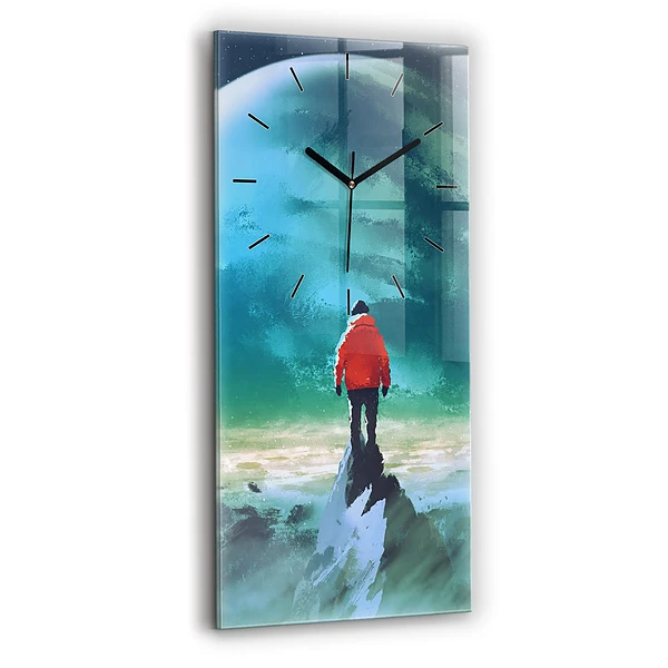 Horloge murale en verre rectangulaire Homme sur la lune