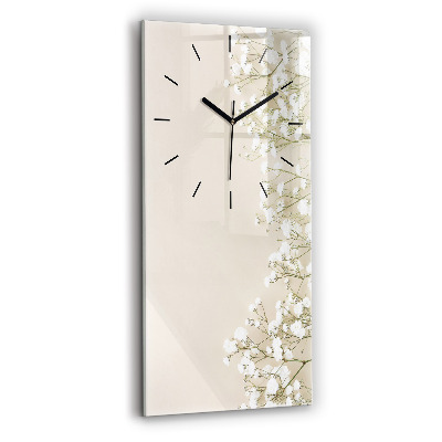 Horloge verticale en verre Fleurs de gypsophile