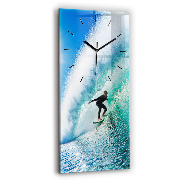 Horloge murale en verre rectangulaire Surf à Hawaï