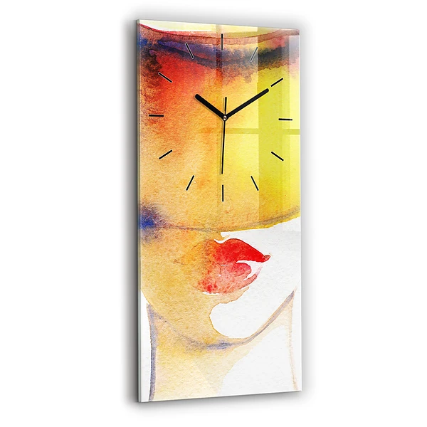Horloge verticale en verre Femme au chapeau