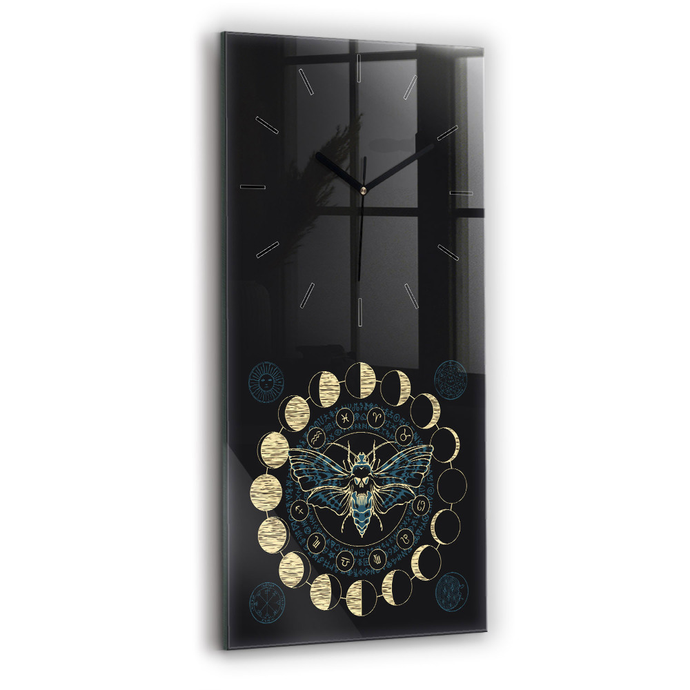 Horloge murale verticale Phases de la lune et insecte
