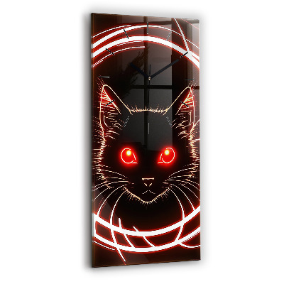 Horloge murale en verre rectangulaire Chat aux yeux rouges