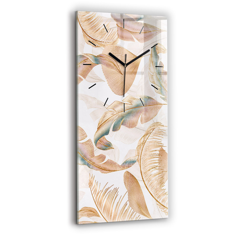 Horloge murale en verre rectangulaire Motif de feuilles de la nature