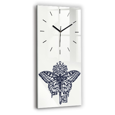 Horloge murale verticale Papillon et clé - style boho