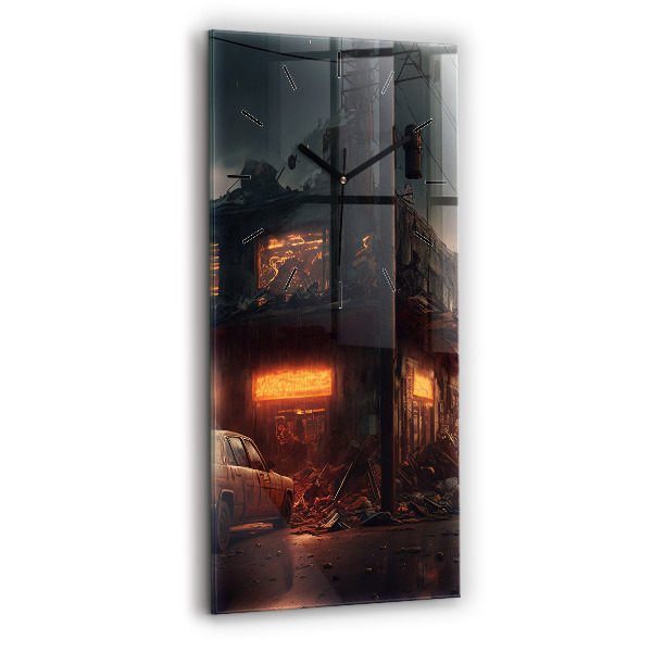 Horloge murale en verre rectangulaire Bâtiment apocalyptique