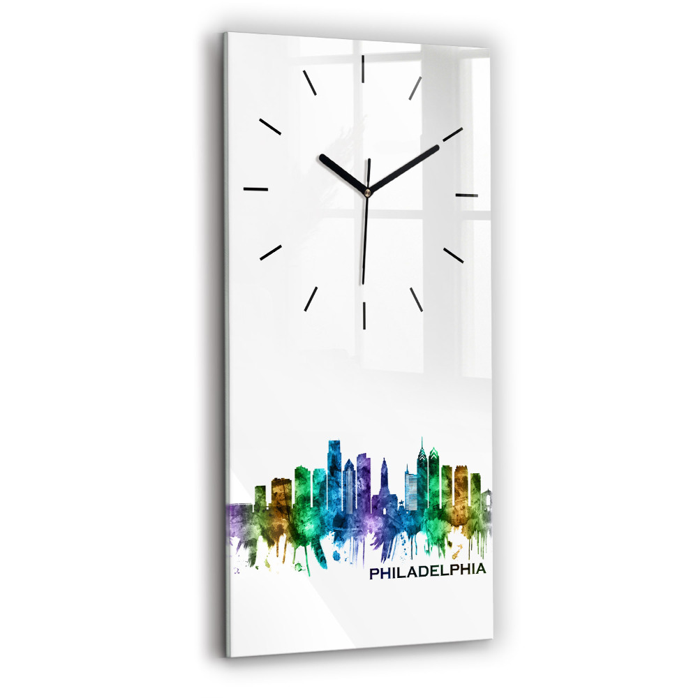 Horloge murale en verre rectangulaire Philadelphie colorée