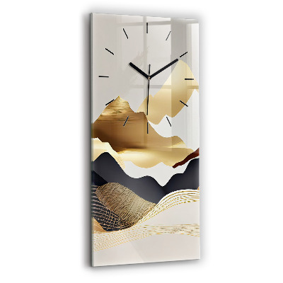 Horloge rectangulaire verticale Montagnes abstraites dorées