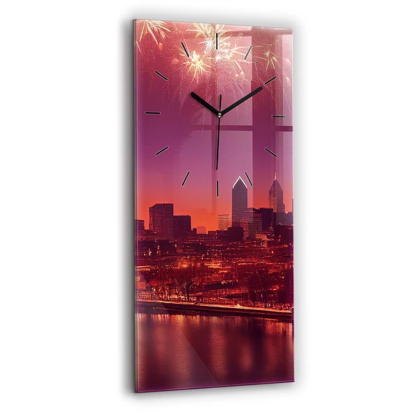Horloge murale verticale Ville de Philadelphie la nuit