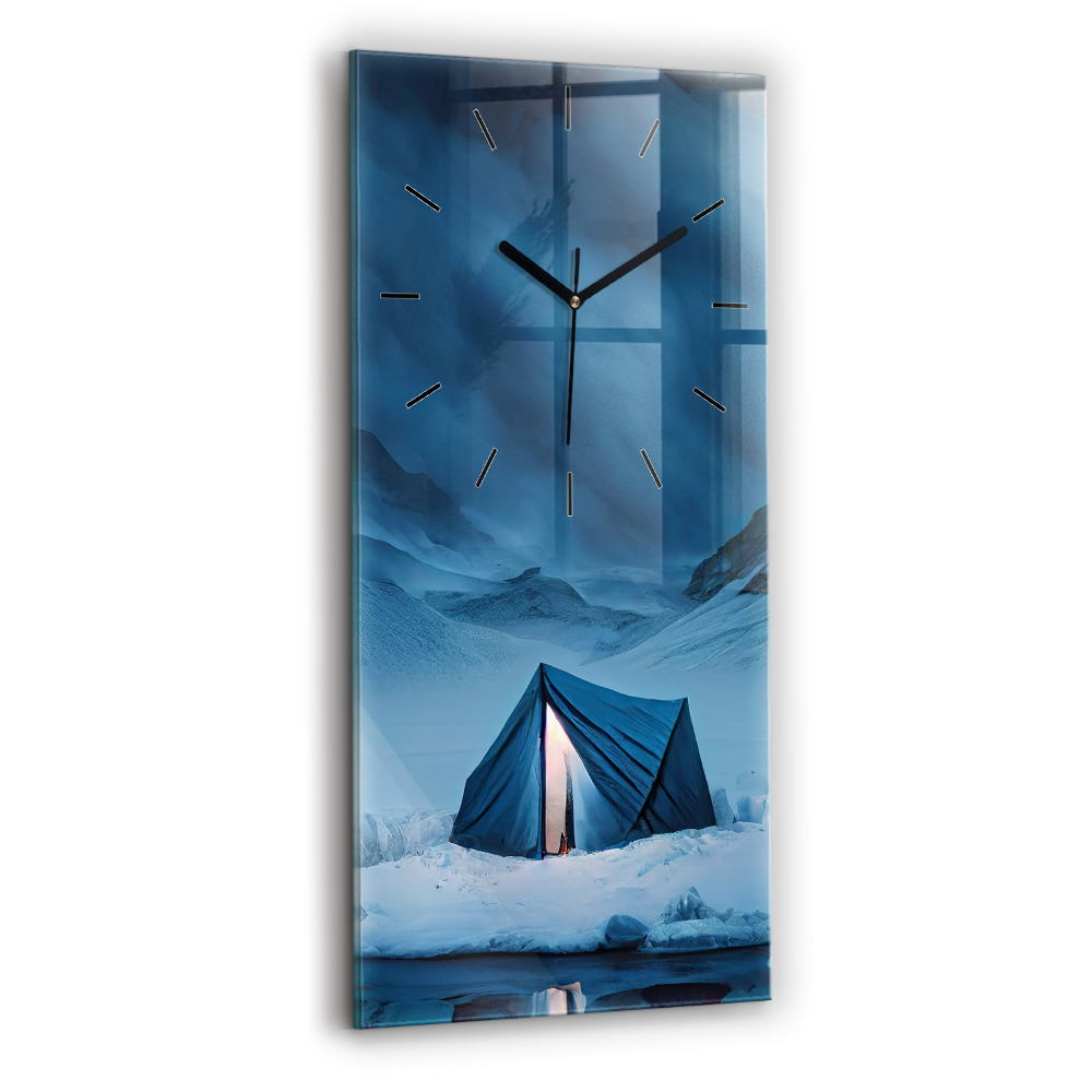 Horloge murale en verre rectangulaire Tente dans les montagnes d'Islande