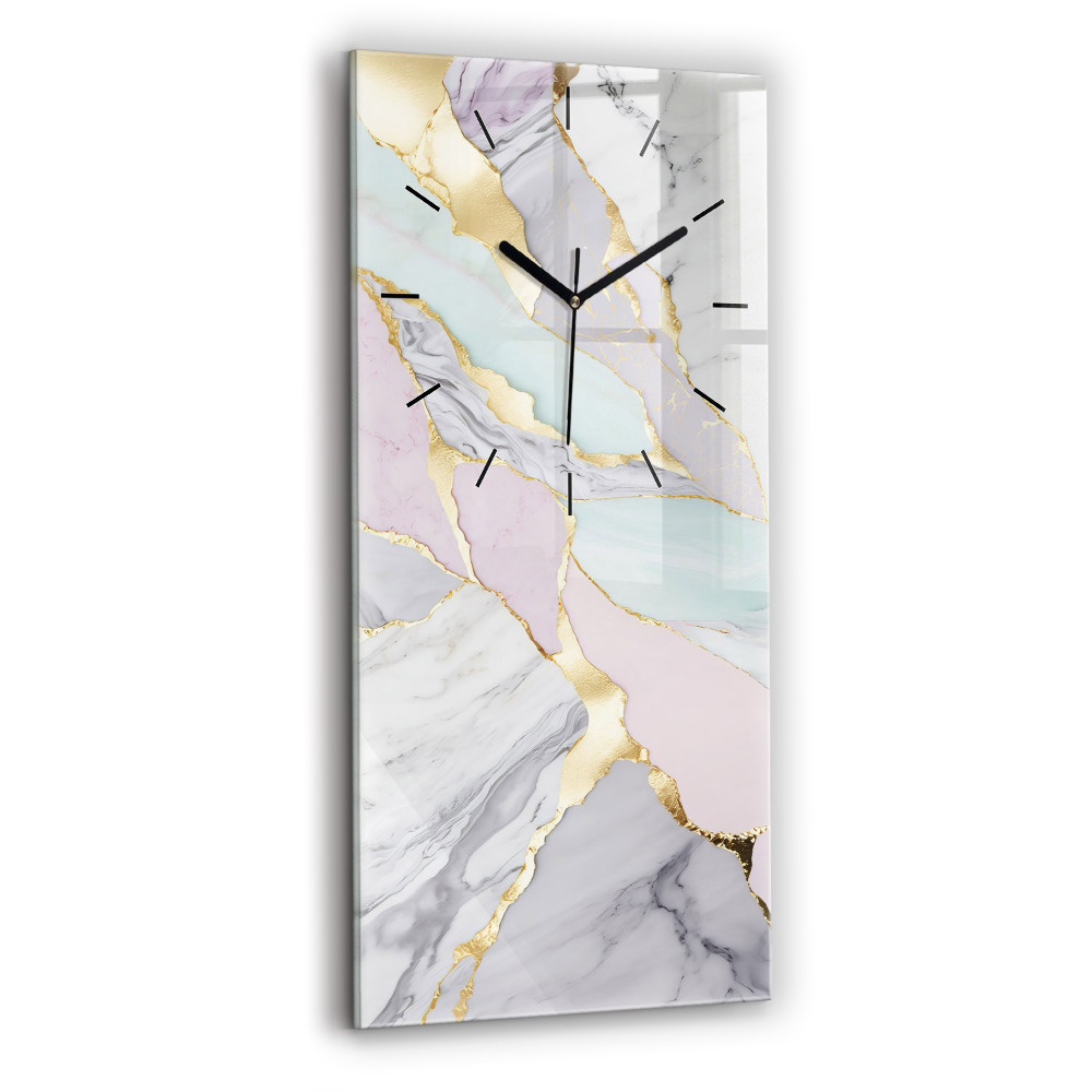 Horloge murale en verre rectangulaire Motif de marbre