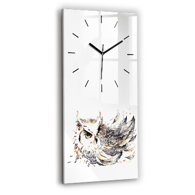 Horloge murale en verre rectangulaire Hibou, symbole de sagesse