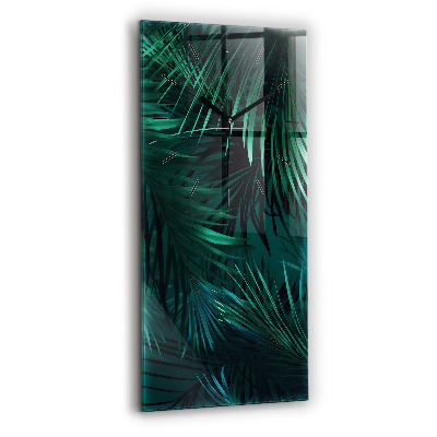 Horloge verticale en verre Feuilles tropicales