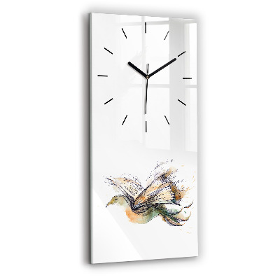 Horloge rectangulaire verticale Oiseau et livre