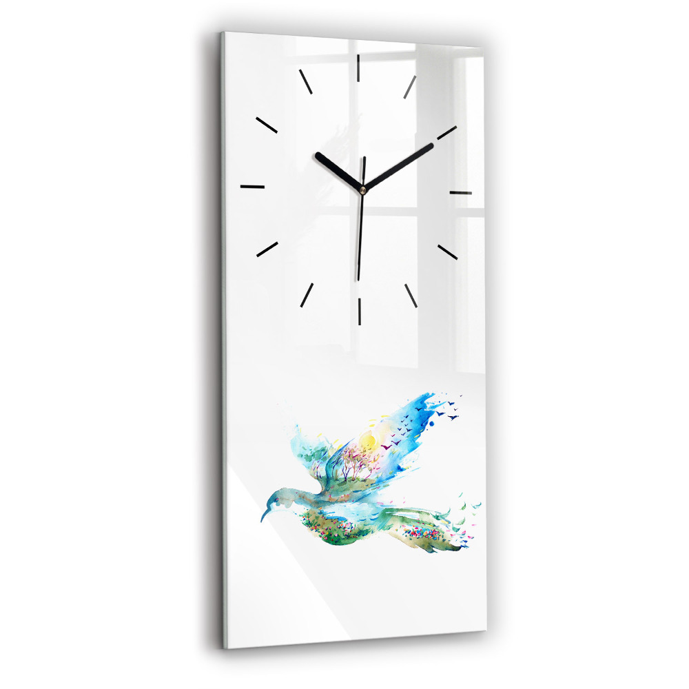 Horloge murale verticale Abstraction d'un oiseau et d'un printemps