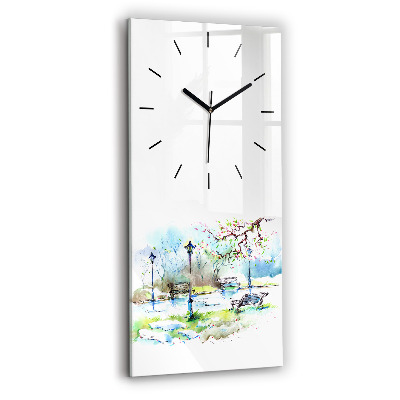 Horloge verticale en verre Printemps pittoresque