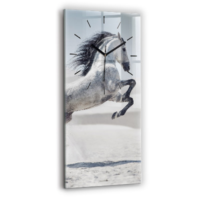 Horloge murale verticale Cheval blanc au galop