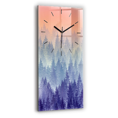Horloge murale en verre rectangulaire Forêt dans la brume