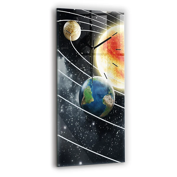 Horloge murale en verre rectangulaire Système solaire