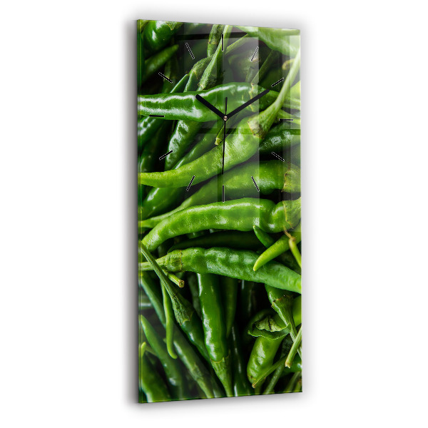 Horloge verticale en verre Poivre vert