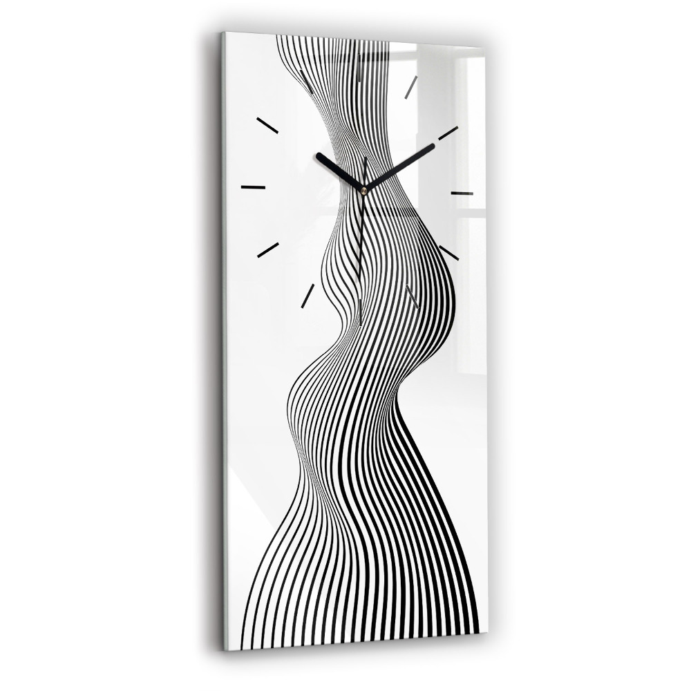 Horloge murale en verre rectangulaire Art en noir et blanc