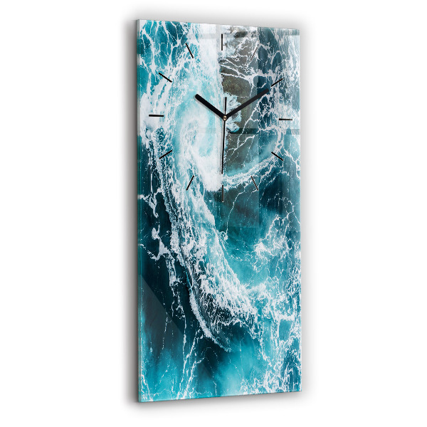 Horloge murale en verre rectangulaire Vagues écumantes et tourbillonnantes