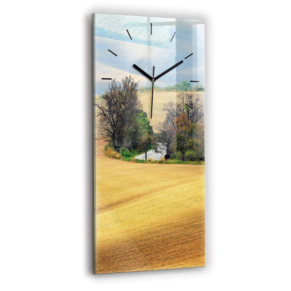 Horloge verticale en verre Paysage rural de Moravie