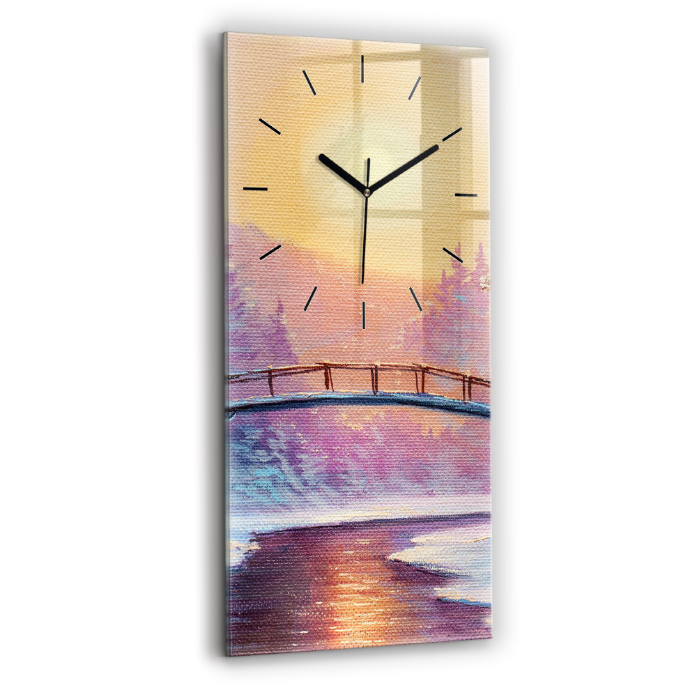 Horloge verticale en verre Arbre de Noël et pont
