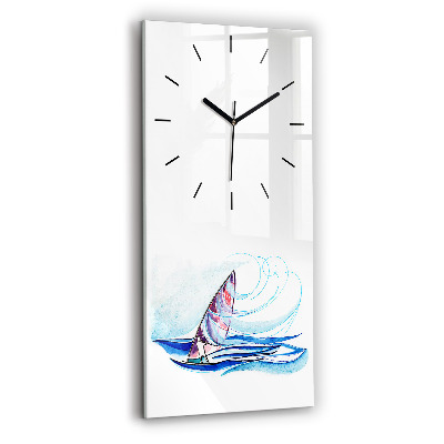 Horloge murale en verre rectangulaire Planche de surf