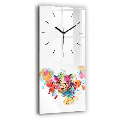 Horloge murale en verre rectangulaire Chat sauvage abstrait