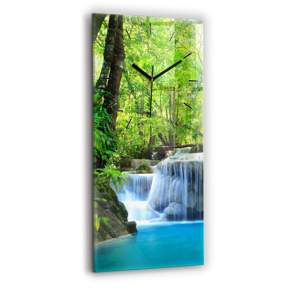 Horloge murale verticale Chute d'eau dans la forêt