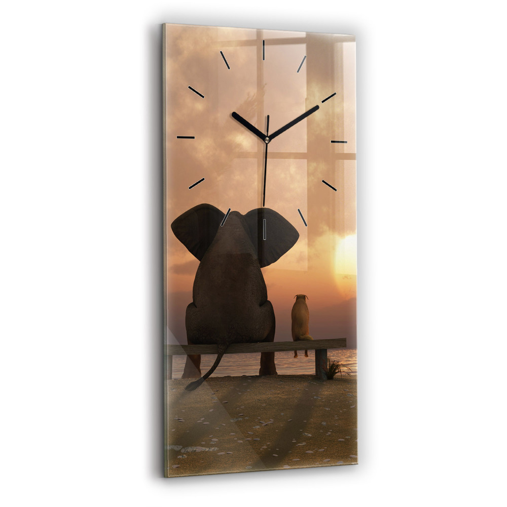 Horloge rectangulaire verticale Animaux et coucher de soleil