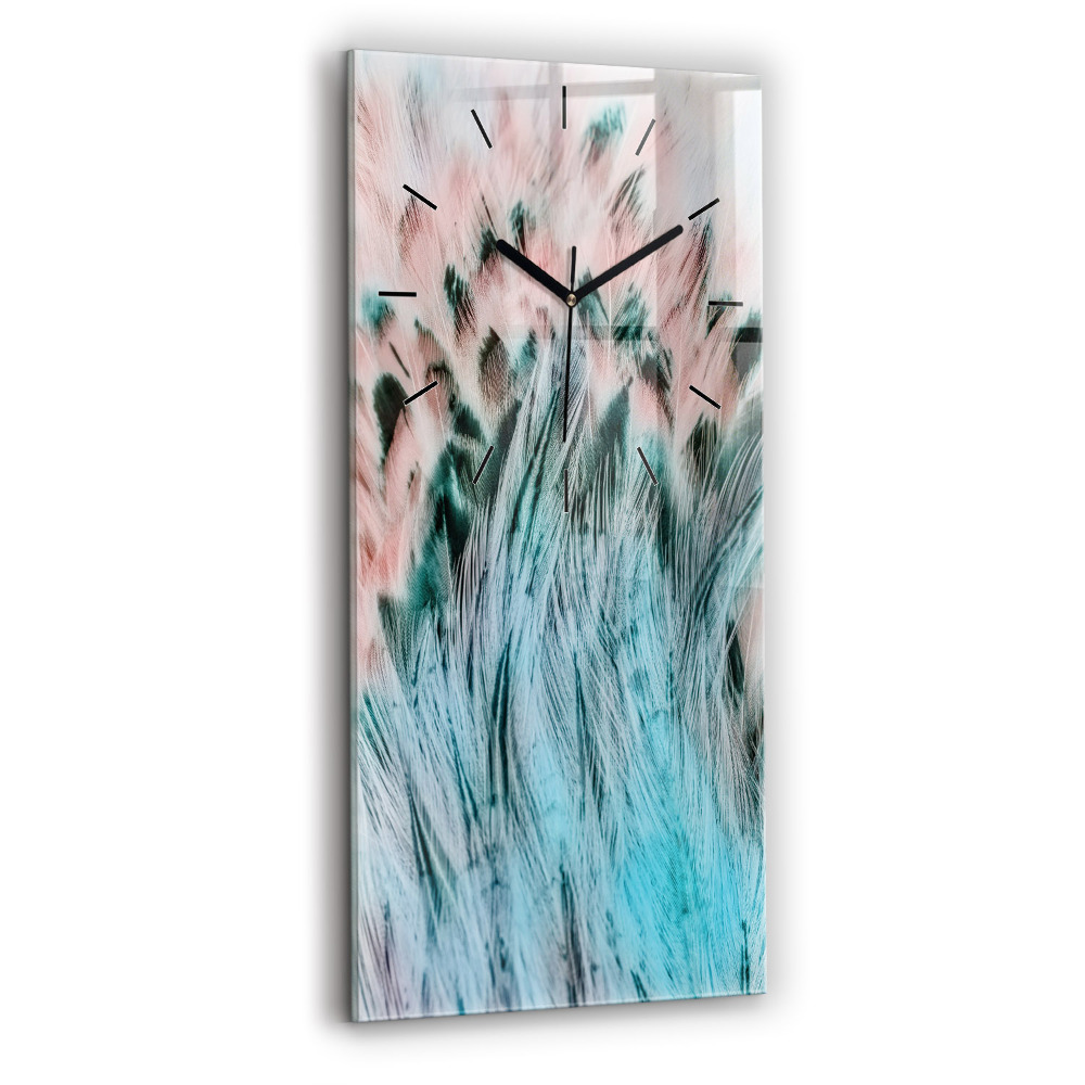 Horloge murale en verre rectangulaire Plumes colorées