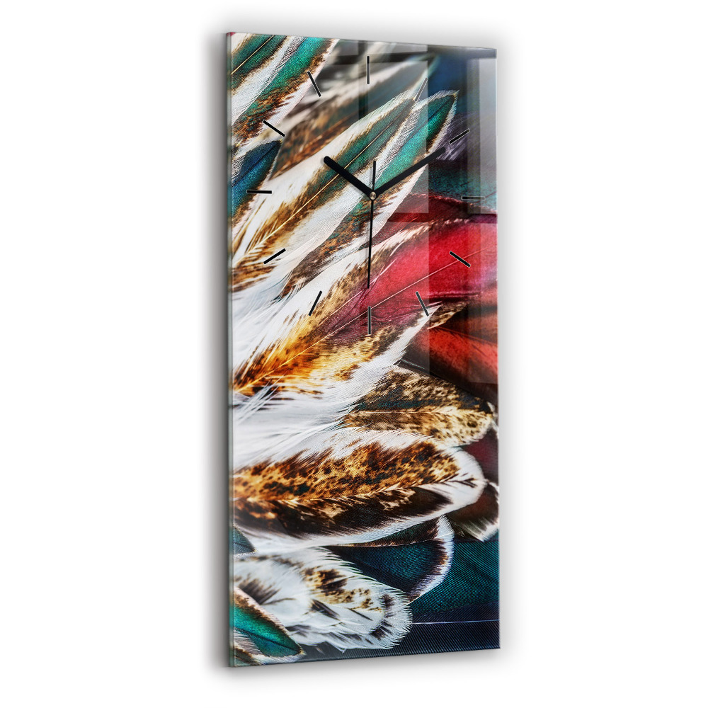 Horloge verticale en verre Plumes marron clair d'un oiseau
