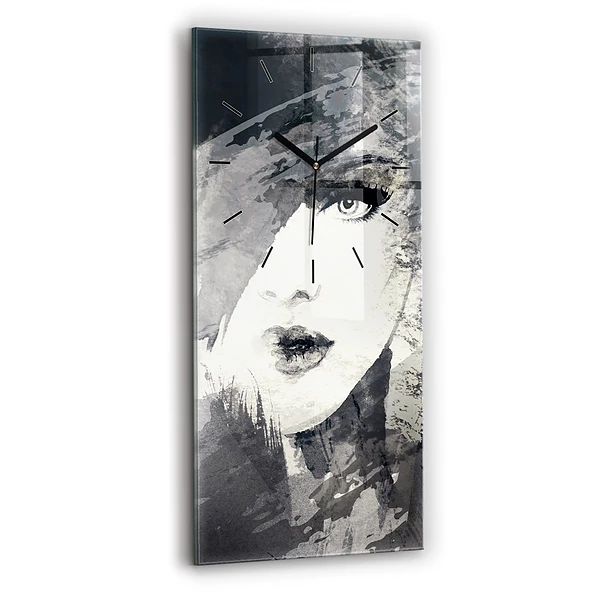 Horloge rectangulaire verticale Femme - aquarelle