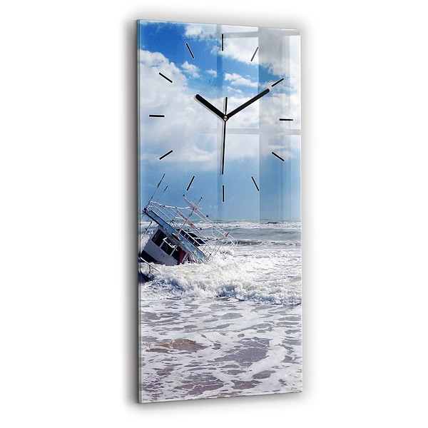 Horloge murale en verre rectangulaire Bateau coulé