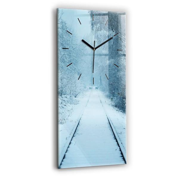 Horloge murale verticale Cerfs sur la voie ferrée