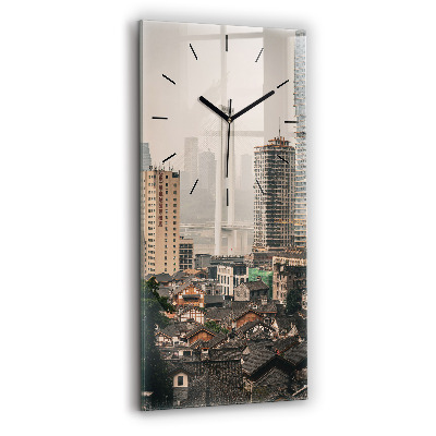 Horloge murale en verre rectangulaire Vieille ville de Chongqing