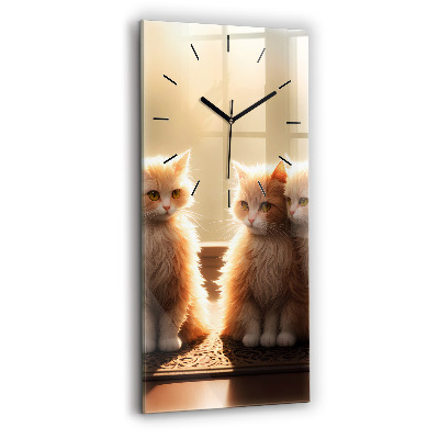 Horloge rectangulaire verticale Quatre chats au soleil