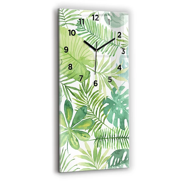 Horloge rectangulaire verticale Feuilles vertes