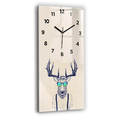 Horloge murale en verre rectangulaire Cerf abstrait