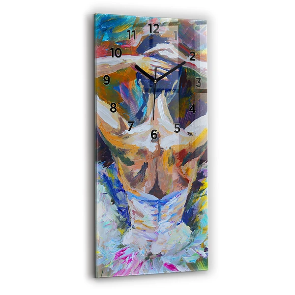 Horloge murale en verre rectangulaire Ballerine peinte