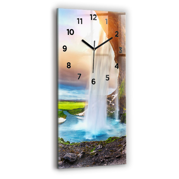 Horloge murale verticale Chute d'eau en Islande