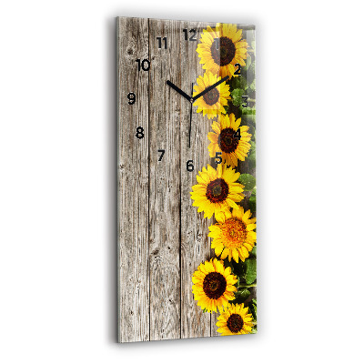 Horloge rectangulaire verticale Tournesols sur planches