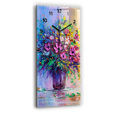 Horloge rectangulaire verticale Fleurs dans un vase