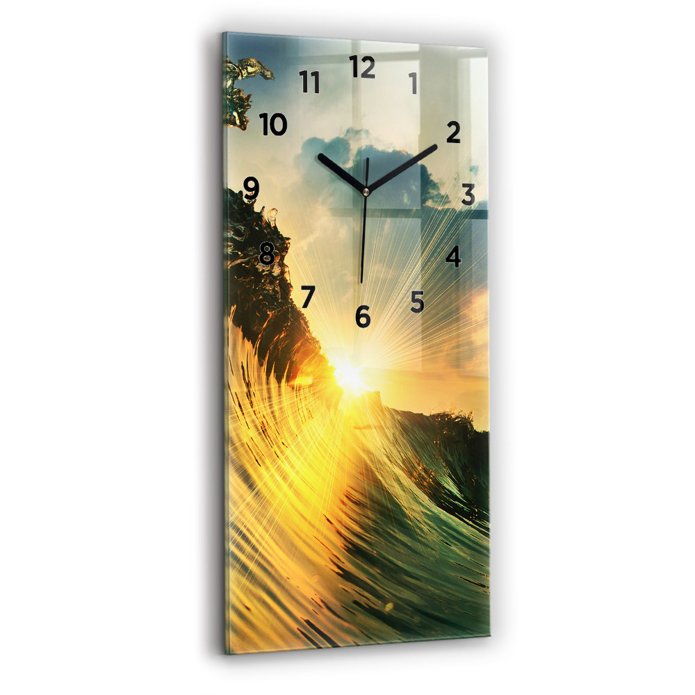 Horloge rectangulaire verticale Perspective de vague Coucher de soleil
