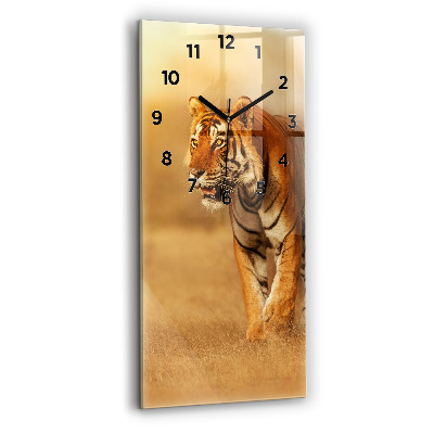Horloge murale en verre rectangulaire Chasse au tigre