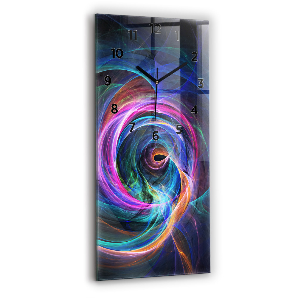 Horloge verticale en verre Fractale colorée