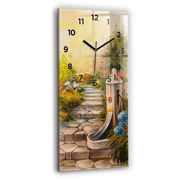 Horloge murale verticale Composition à l'huile dans la forêt
