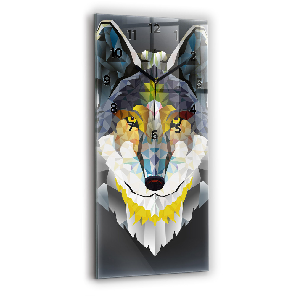 Horloge verticale en verre Tête de loup
